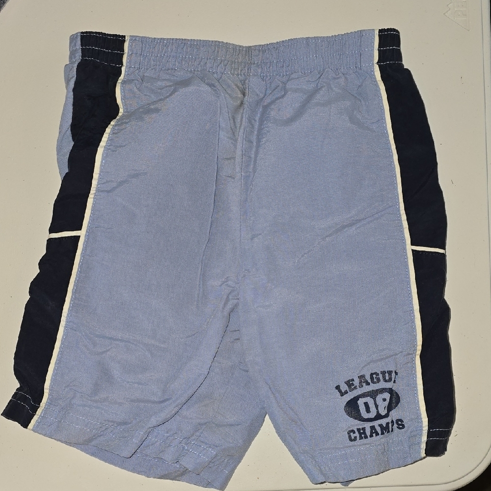 Carters Boys Elastic Waist Light Blue & Navy Boys Athletic Shorts 24 M